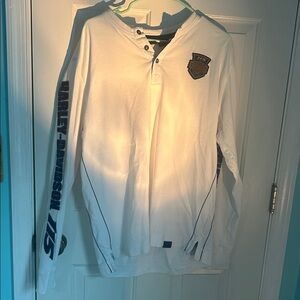 Harley-Davidson White and Blue long sleeve Shirt